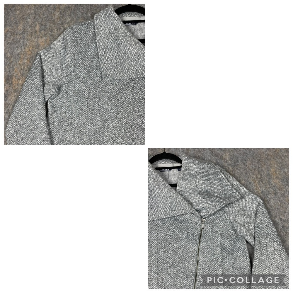 Lands End Fleece Asymmetrical Full Zip Moto Stylish Cozy Sweater Jacket Sz M - Picture 8 of 16